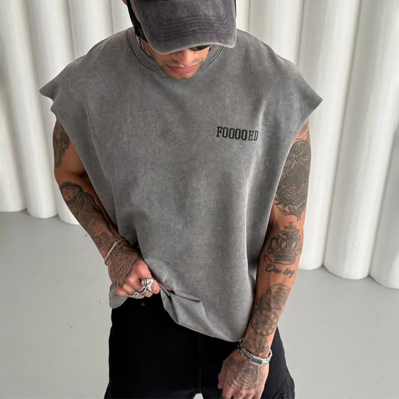 Custom Acid Wash Sleeveless T-Shirt